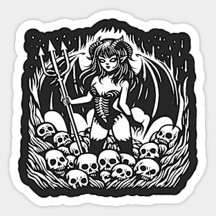 Retro Devil Girl Sticker